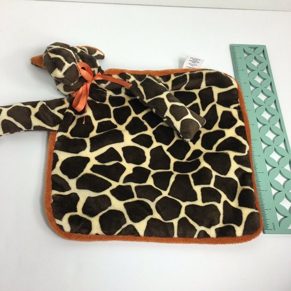 Woof & Poof Giraffe Plush Lovey Security Blanket Satin Side Brown Orange Soft - Picture 11 of 12